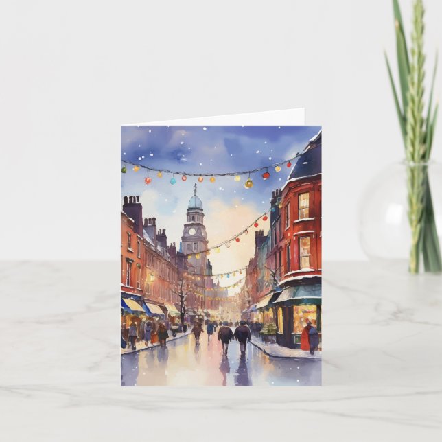 Tarjeta Navidades de Dublin Watercolor (Anverso)