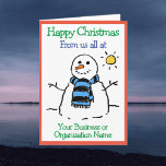 Tarjeta Navidades de empresa u organización<br><div class="desc">Feliz Navidad a un arquitecto. Divertido personalizado de un muñeco de nieve bajo el sol invernal. Añadir un mensaje del remitente. Tarjeta de tamaño medio.</div>