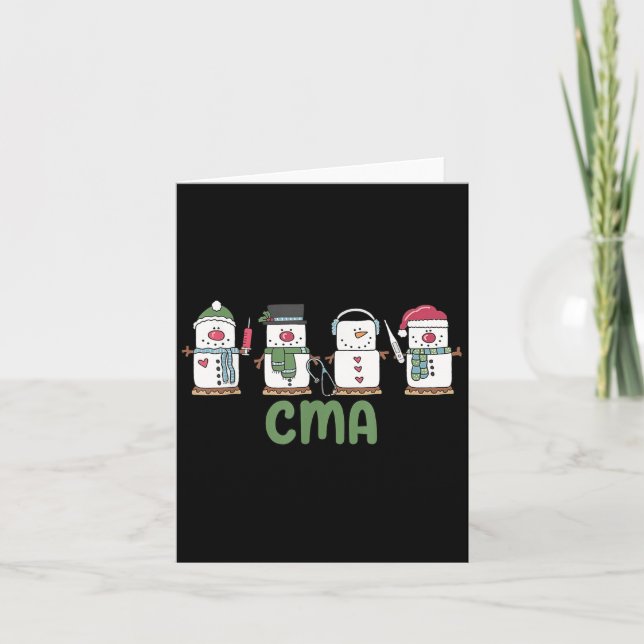 Tarjeta Navidades De Enfermería De Snowman Cma Certifican  (Anverso)