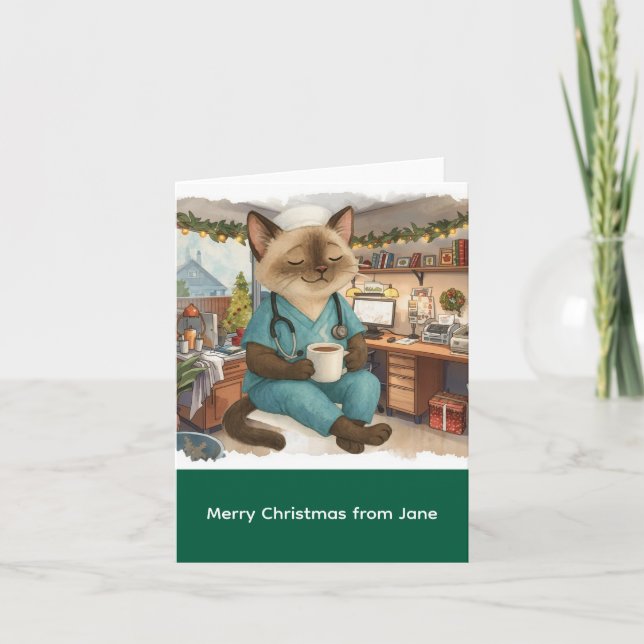 Tarjeta Navidades de enfermería en el lugar de trabajo (Anverso)