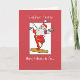 Tarjeta Navidades de entrenamiento de fitness con Santa Cl