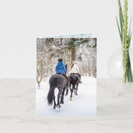 Tarjeta Navidades de equitación de Woodland Winter