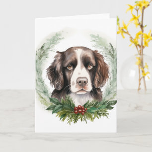 Tarjeta Navidades de espaniel Springer Wreath Festive Pup