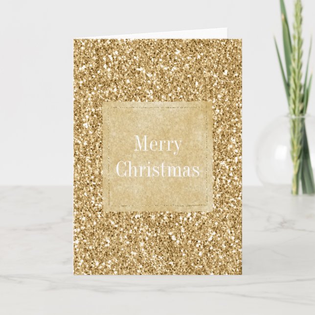 Tarjeta Navidades de esparkle Purpurina Glitz Gold (Anverso)