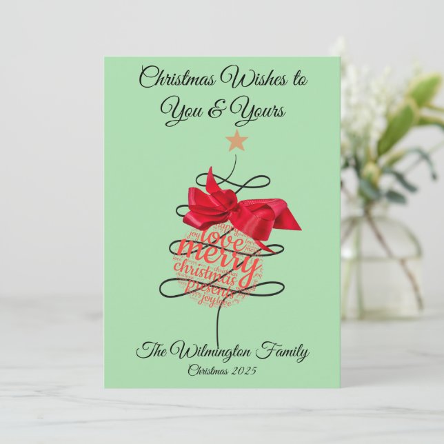 Tarjeta Navidades de familia bauble festivo (Anverso de pie)