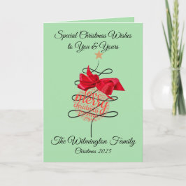 Tarjeta Navidades de familia bauble festivo doblado