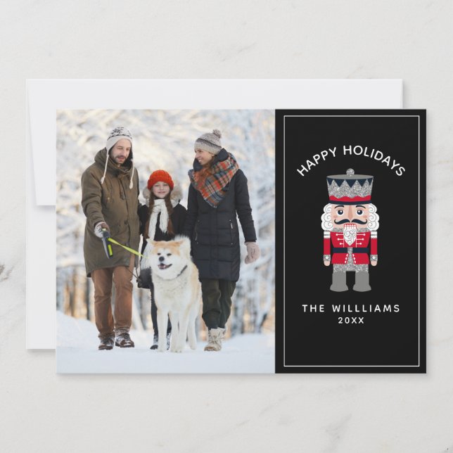 Tarjeta Navidades de familia cuta Foto Hoiday Nutcracker (Anverso)