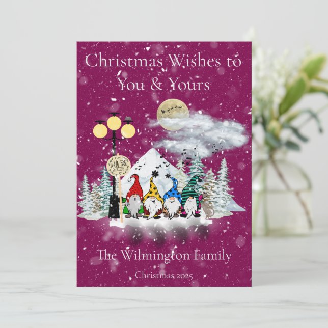 Tarjeta Navidades de familia del Cuarteto Elf festivo (Anverso de pie)