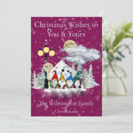 Tarjeta Navidades de familia del Cuarteto Elf festivo