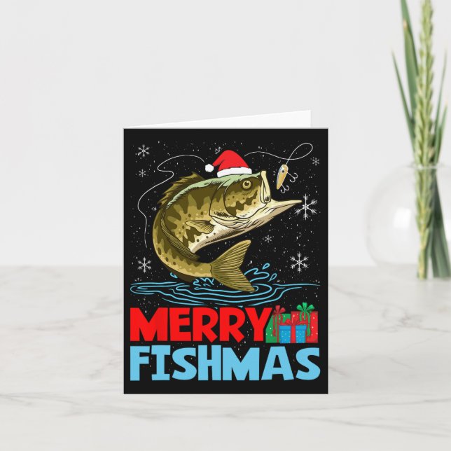 Tarjeta Navidades de Feliz Pescado en vacaciones (Anverso)