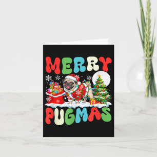 Tarjeta Navidades de Feliz Pugmas Santa Pug Colorido disfr