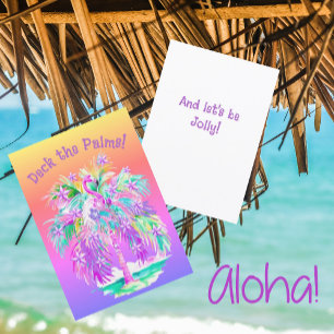 Tarjeta Navidades de flamencos rosados Palm Tree Personali