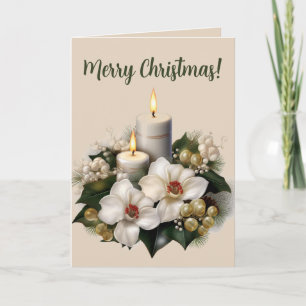 Tarjeta Navidades de Flores y cuentas de velas editables