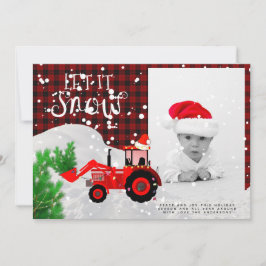 Tarjeta Navidades de foto de tractores rojos rusos con pap