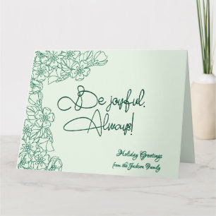 Tarjeta Navidades de fotografía alegres de la Floral Verde