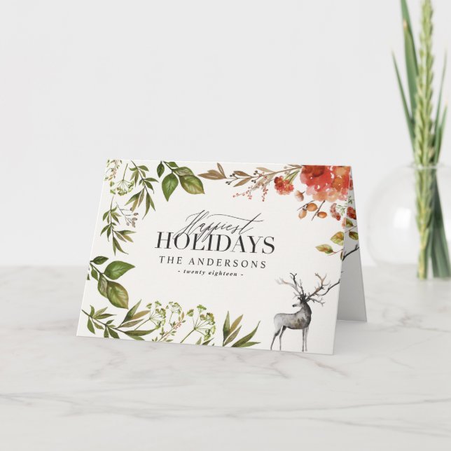 Tarjeta Navidades de fotografía de follaje acuático (Anverso)