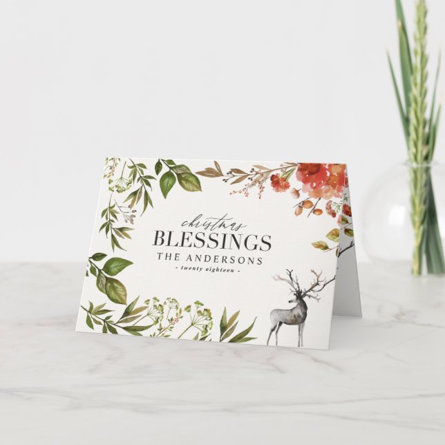 Tarjeta Navidades de fotografía de follaje acuático (Anverso)