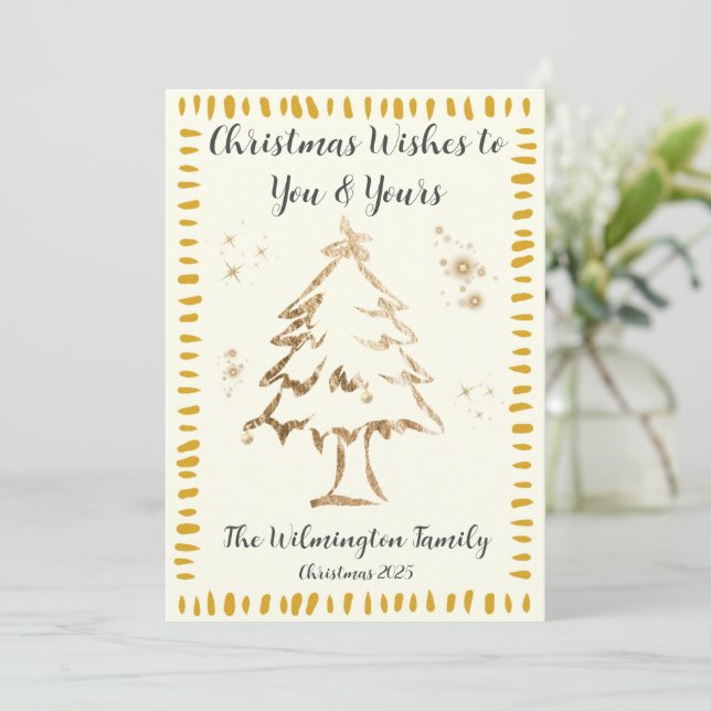 Tarjeta Navidades de fotografía de la familia de los Árbol (Anverso de pie)