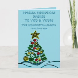 Tarjeta Navidades de fotografía de la familia de los árbol