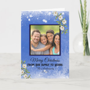 Tarjeta Navidades de fotografía de la familia de los copos