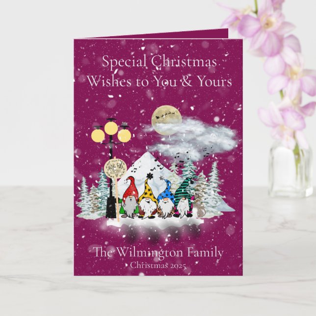 Tarjeta Navidades de fotografía de la familia Elf Quartet  (Orquídea)