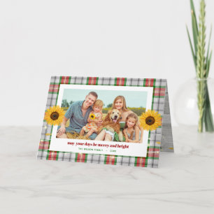 Tarjeta Navidades de fotografía de la familia Rustic Plaid