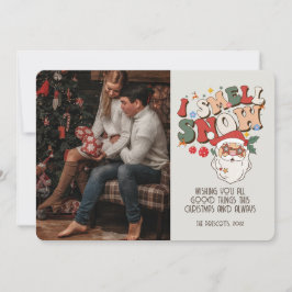 Tarjeta Navidades de fotografía de Retro Groovy Santa I Hu