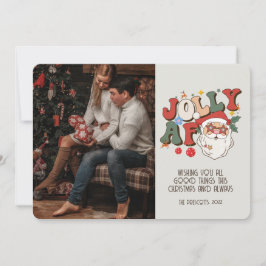 Tarjeta Navidades de fotografía de Retro Groovy Santa Joll