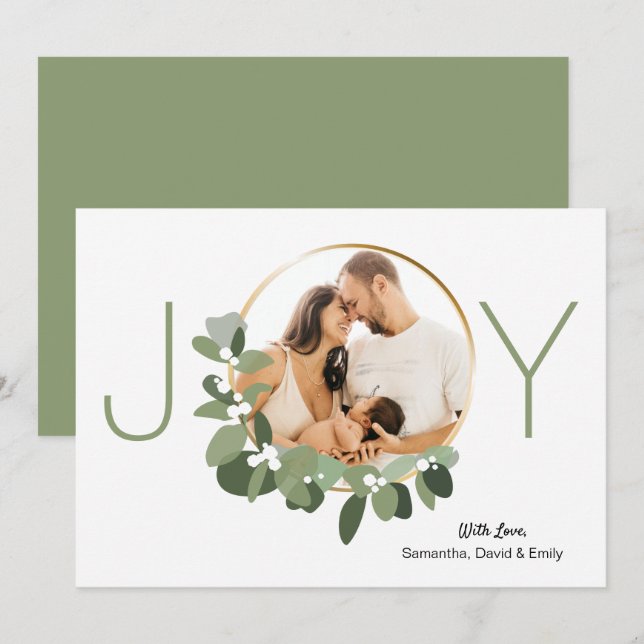 Tarjeta Navidades de fotografía del Personalizado de Wreat (Anverso / Reverso)