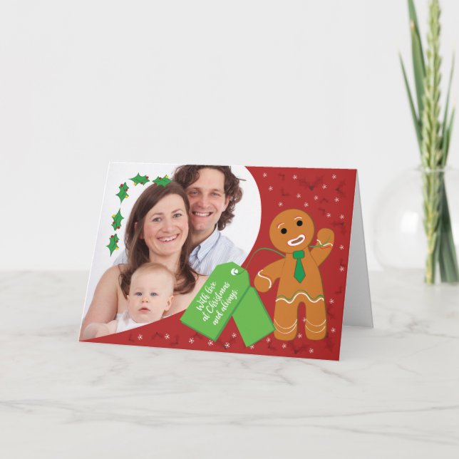 Tarjeta Navidades de fotografía personalizados Gingerbread (Anverso)