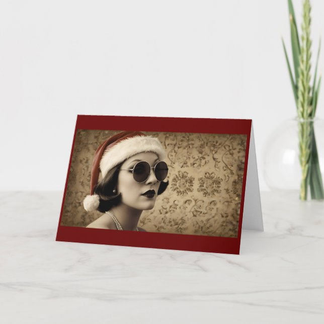 Tarjeta Navidades de fotografía retro vintage (Anverso)