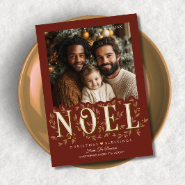 Tarjeta Navidades de fotografía rojas Noel Elegant