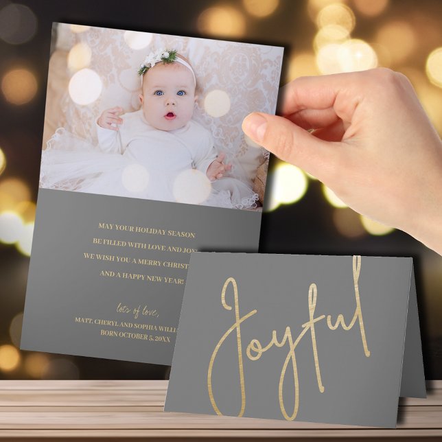 Tarjeta Navidades de fotografía rojas plegados y dorados (Subido por el creador)