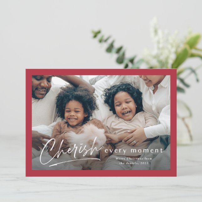 Tarjeta Navidades de fotografía Sencillos de guión corto 2 (Anverso de pie)