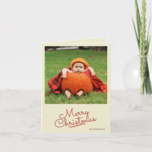 Tarjeta Navidades de fotografía simple retro simple person