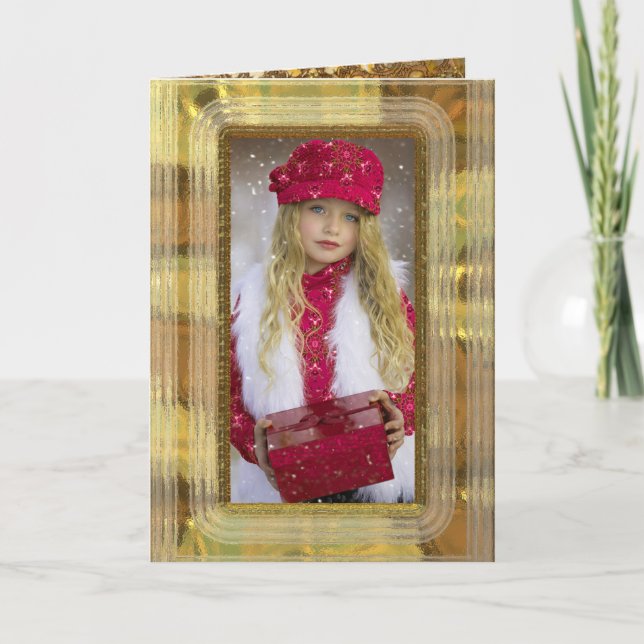 Tarjeta Navidades de fotografía vacaciones elegantes (Anverso)