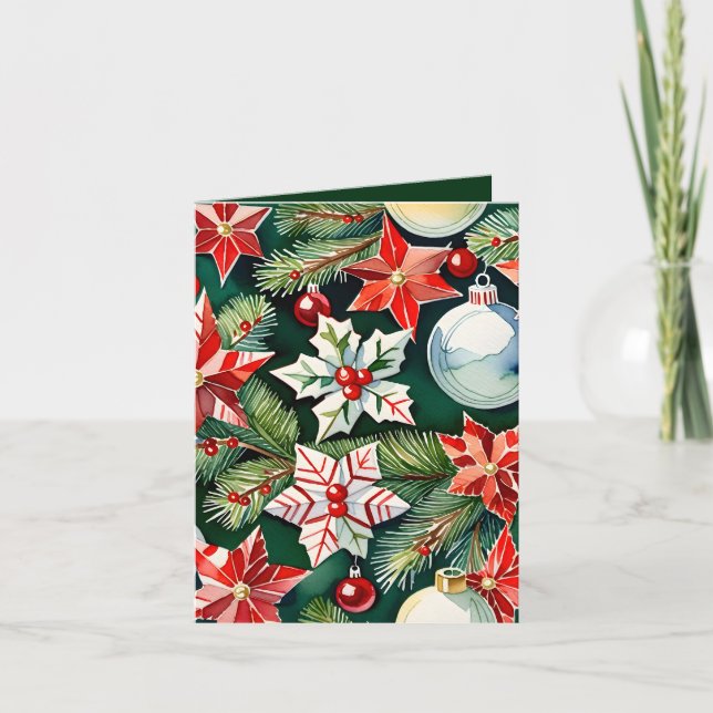 Tarjeta Navidades de fotografía y artesanía de ornamentos  (Anverso)