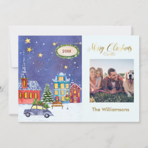 Tarjeta Navidades de fotos de la acogedora escena de la al