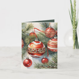 Tarjeta Navidades de fotos y recetas de ornamentos rojos d