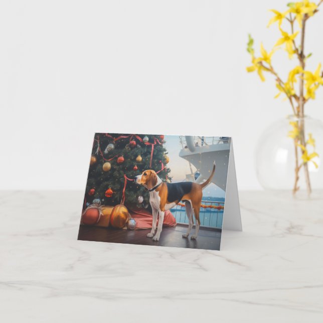 Tarjeta Navidades de Foxhound ingleses estadounidenses cru (flor amarilla)
