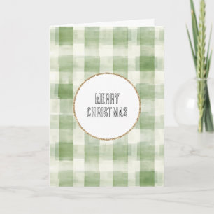 Tarjeta Navidades de franjas de crema verde occidental