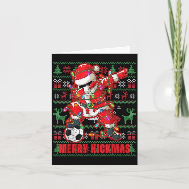 Tarjeta Navidades de Fútbol de Feliz Kickmas Pelea Juvenil (Anverso)