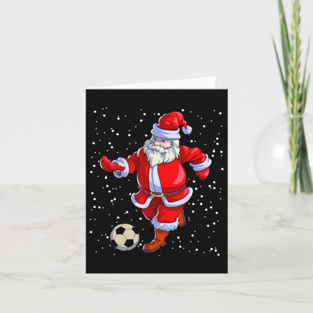 Tarjeta Navidades de fútbol niños niños fútbol Santa Claus (Anverso)