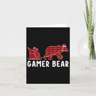 Tarjeta Navidades de gamer Bear Sleigh Familia Coincidiend