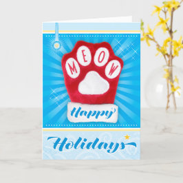 Tarjeta NAVIDADES de Gato de la Pasta Roja de MEOW Mitten