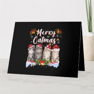 Tarjeta Navidades de gato Santa Hat Graciosa Feliz Navidad