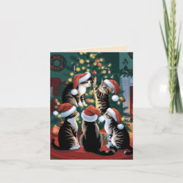 Tarjeta Navidades de gatos añejos