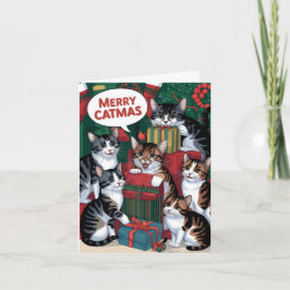 Tarjeta Navidades de gatos añejos