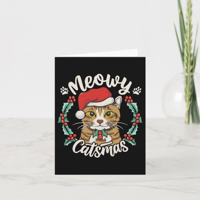 Tarjeta Navidades de gatos de gatitos de carne Santa Hat M (Anverso)