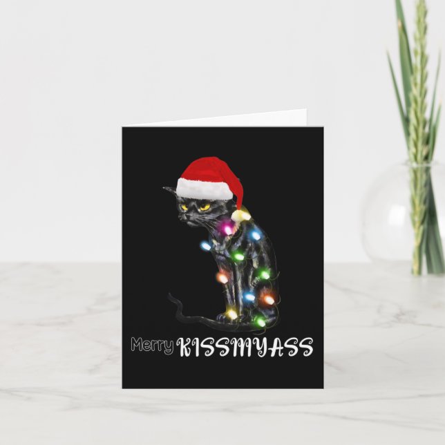 Tarjeta Navidades de gatos divertidos de Beso de merry ilu (Anverso)